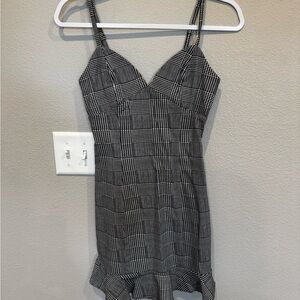 Forever 21 Black & White Plaid Spaghetti-Strap Mini Dress